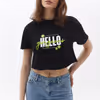 Printed Crop Cut Tshirt OX-PAMHELLO1