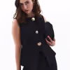 Linen Blended Button Detailed Vest (TENCEL™) OX-TEKDUGVEST1