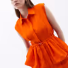 Linen Blend Pleated Shirt OX-TEKPILLUZ