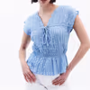 V-Neck Blouse with Back Tie Detail OX-PAPPEPLUM